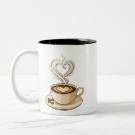 Elegante Tasse Kaffee und Herz-Latte-Art | Tassen