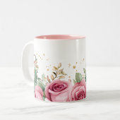 Elegante Tasse mit Rosen und Grünpflanzen (Vorderseite Links)