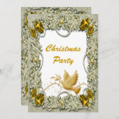 Elegante Taube Friedensgold Weihnachten Einladung (Vorne/Hinten)
