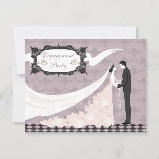 Elegante Tauben-, Braut-u. Einladung (Vorderseite)