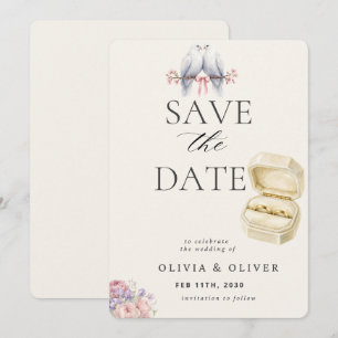 Elegante Tauben-Save-the-Date-Einladung – Romantis Einladung