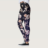 Elegante Tauben und Blume im dunklen Hintergrund Leggings (Links)