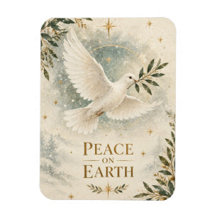 Elegante Tauben-Weihnachten ,Frieden auf Erden in Magnet