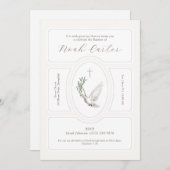 Elegante Taubenzweig Taufe Einladung (Vorne/Hinten)