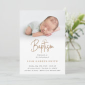 Elegante Taufbecken-Scallops zur Taufe I Einladung (Stehend Vorderseite)