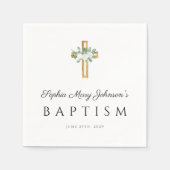 Elegante Taufe aus religiösem Kreuz Serviette (Vorderseite)