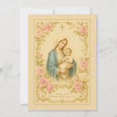Elegante Taufe Blumenmutter Mary Traditionelle Einladung (Rückseite)