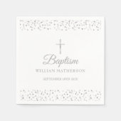 Elegante Taufe Christening Silberherzen Serviette (Vorderseite)