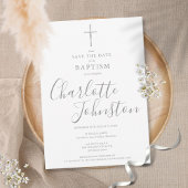 Elegante Taufe Christening Silver Signature Save The Date