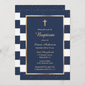 Elegante Taufe des Blauen Cross Starry Einladung (Vorne/Hinten)