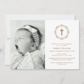 Elegante Taufe des klassischen Fotos Einladung (Vorderseite)