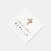 Elegante Taufe des religiösen Kreuzes Rote Flora Serviette (Ecke)