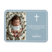 Elegante Taufe Dusty Blue Danke Foto Magnet (Horizontal)