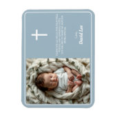 Elegante Taufe Dusty Blue Danke Foto Magnet (Vertikal)