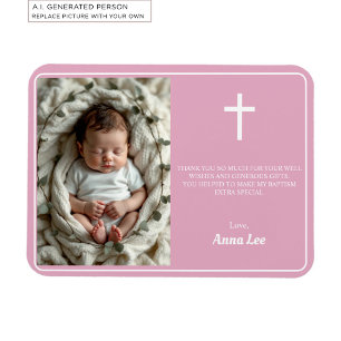 Elegante Taufe Dusty Pink Danke Foto Magnet