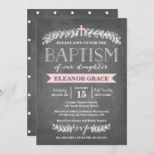 Elegante Taufe-Einladung des Lorbeer-Rosa-| Einladung (Vorne/Hinten)