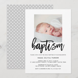 Elegante Taufe Einladung mit Baby's Foto