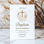 Elegante Taufe Einladung mit Gold Cross und Oli