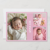 Elegante Taufe Foto Collage Dusty Pink Dankeskarte (Rückseite)