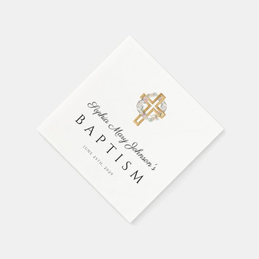 Elegante Taufe für religiöse Kreuzbläschen Serviette (Ecke)