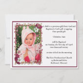 Elegante Taufe für Rote Flora Einladung (Vorderseite)