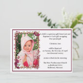 Elegante Taufe für Rote Flora Einladung (Stehend Vorderseite)