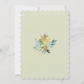 Elegante Taufe Gold Cross Aquarellbilder Einladung (Rückseite)
