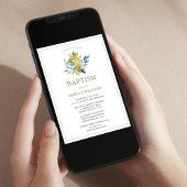 Elegante Taufe Gold Cross Wasserfarbe Einladung