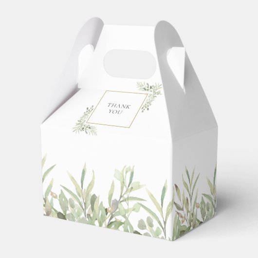 Elegante Taufe Grüne Blätter Gefälligkeitsbox Geschenkschachtel (Rückseite)