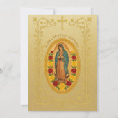 Elegante Taufe Guadalupe-Rose Einladung (Rückseite)