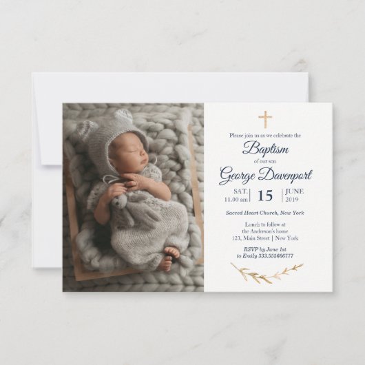 Elegante Taufe Kulturelle Veranstaltung benutzerde Einladung (Vorderseite)