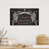 Elegante Taufe mit Halbpension Willkommen Poster (Küche)