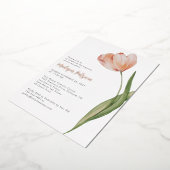 Elegante Taufe Peach Floral Tulip Rose Gold Folieneinladung (Gedreht)