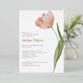 Elegante Taufe Peach Floral Tulip Rose Gold Folieneinladung (Stehend vorne)