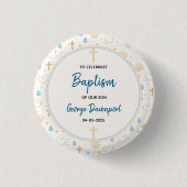 Elegante Taufe | Religiöse Kindertaufefeier Button (Vorderseite)