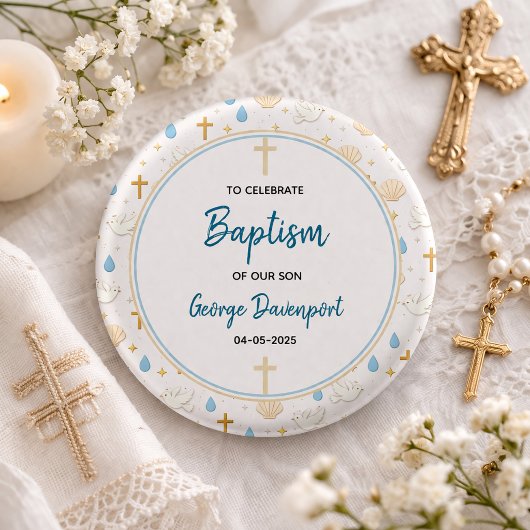 Elegante Taufe | Religiöse Kindertaufefeier Button