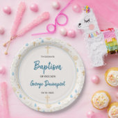 Elegante Taufe | Religiöse Kindertaufefeier Pappteller (Party)