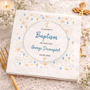 Elegante Taufe Religiöse Kindertaufefeier Serviette