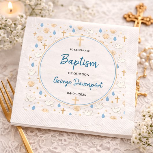 Elegante Taufe | Religiöse Kindertaufefeier Serviette