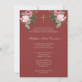 Elegante Taufe Rosa Roter BlütenJesus Einladung (Vorderseite)