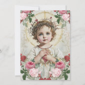 Elegante Taufe Rosa Roter BlütenJesus Einladung (Rückseite)