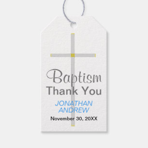 Elegante Taufe Silver Cross Blue Vielen Dank Geschenkanhänger