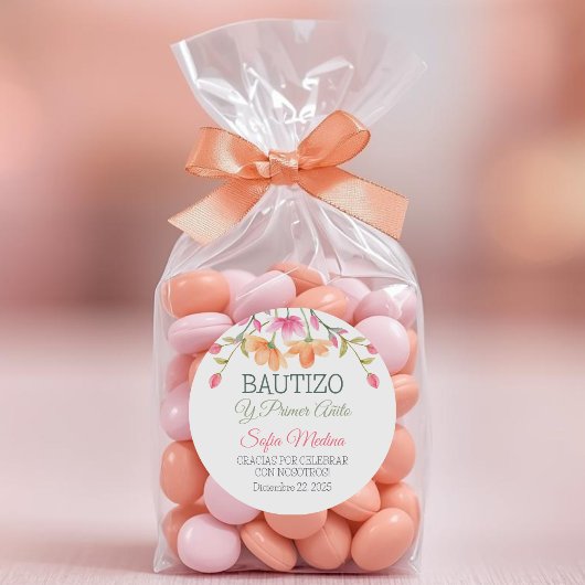 Elegante Taufe und Grüne Blätter zum ersten Geburt Runder Aufkleber