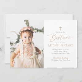 Elegante Taufe zwischen Rosa und Gold Einladung