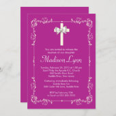 Elegante Taufelegantes Kreuz der Taufe-| Einladung (Vorne/Hinten)