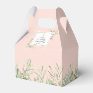 Elegante Taufgrün-Blätter Rosa Geschenkschachtel