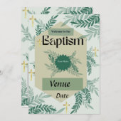 Elegante Taufkarte Einladung (Vorne/Hinten)