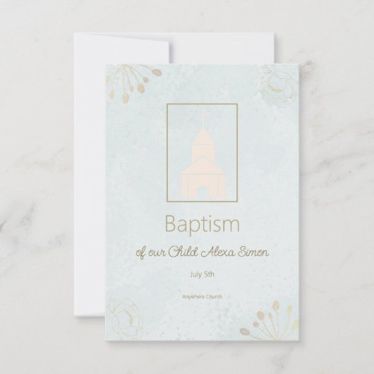 Elegante Taufkarte RSVP für Baby (Vorderseite)