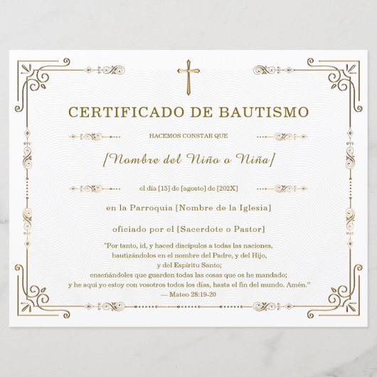 Elegante Taufurkunde (Vorderseite)