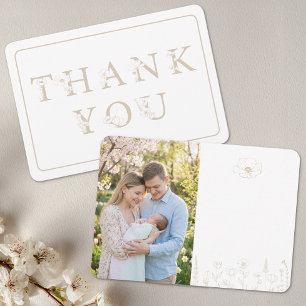 Elegante Taupe-Baby-Shower-Foto Dankeskarte